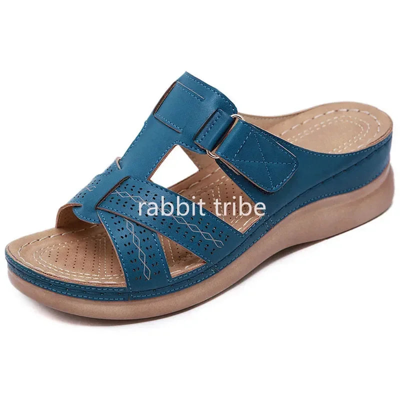 Sandales Mules Compensées ORTHO en Cuir PU