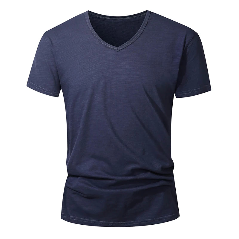 T-shirt 100% Coton Doux & Respirant à Manches courtes & Col V - Homme