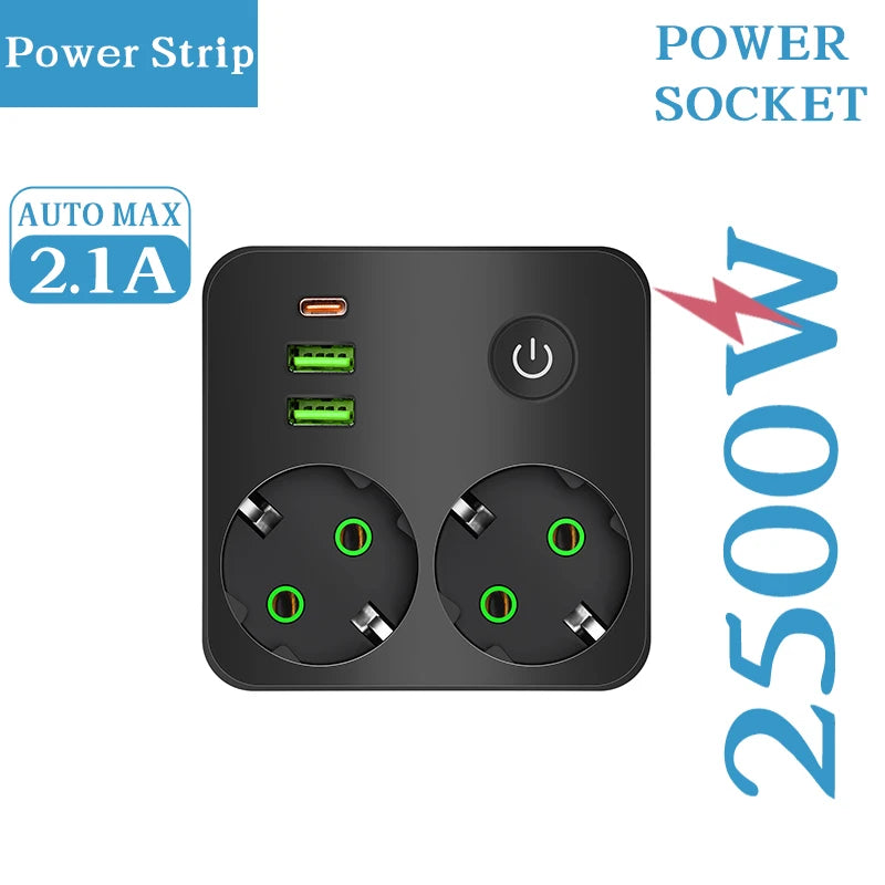 Prise Murale Double avec USB & Type-C – 2500W