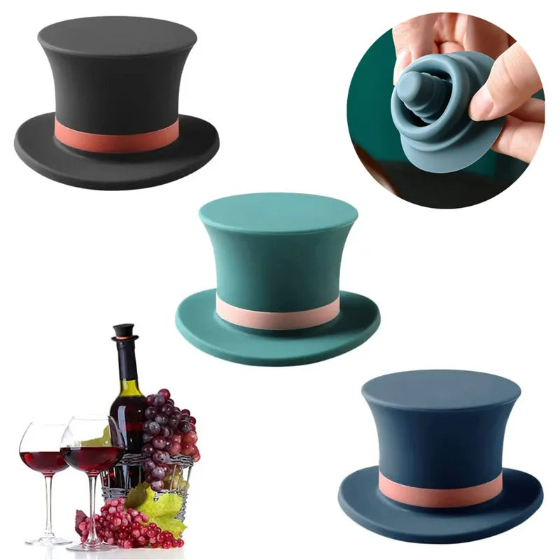 HatWine - 4x Bouchons en silicone réutilisables - Vin, Champagne...