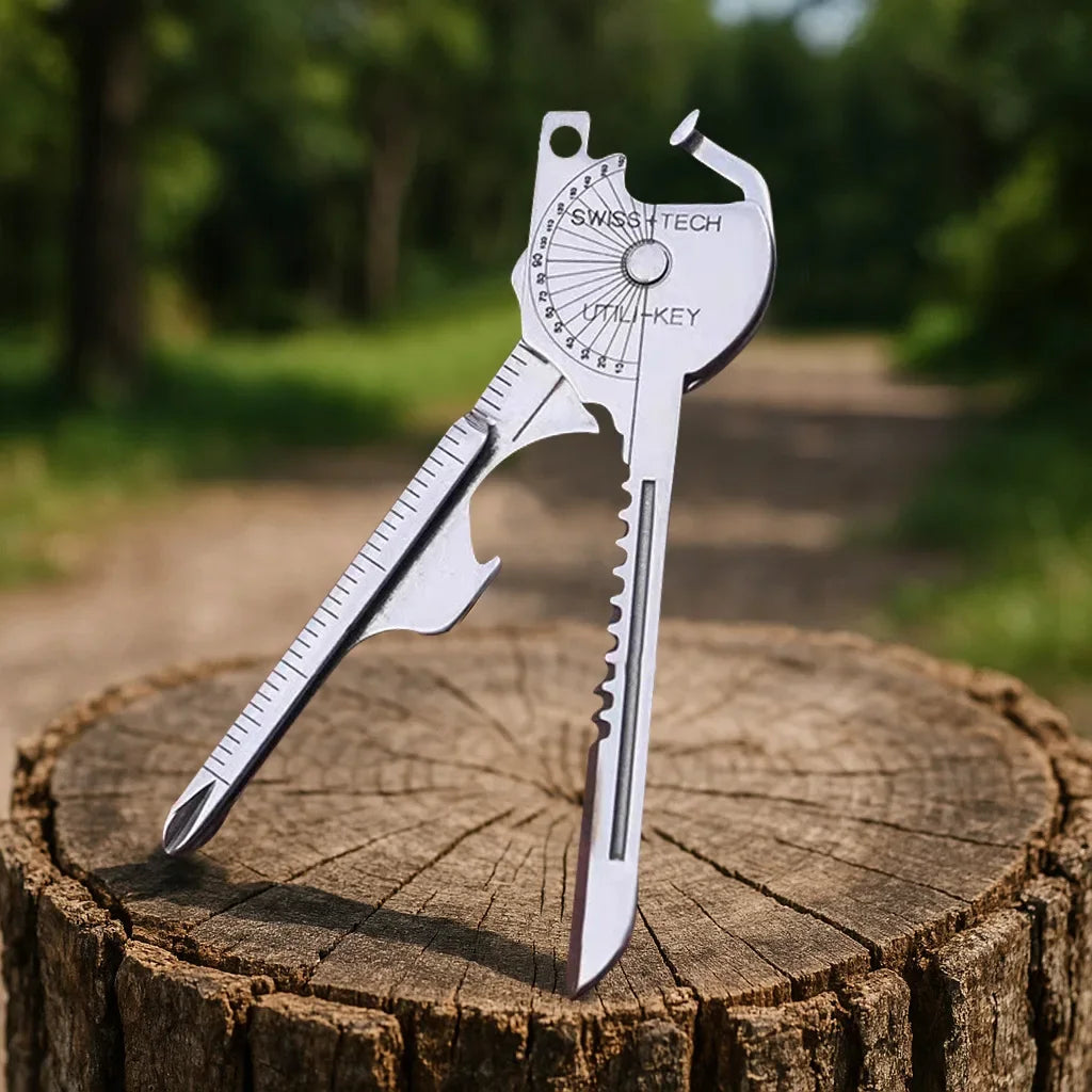 Outil Multifonctions 6-en-1 en Acier – Porte-Clés Utili-Key avec Couteau, Tournevis...