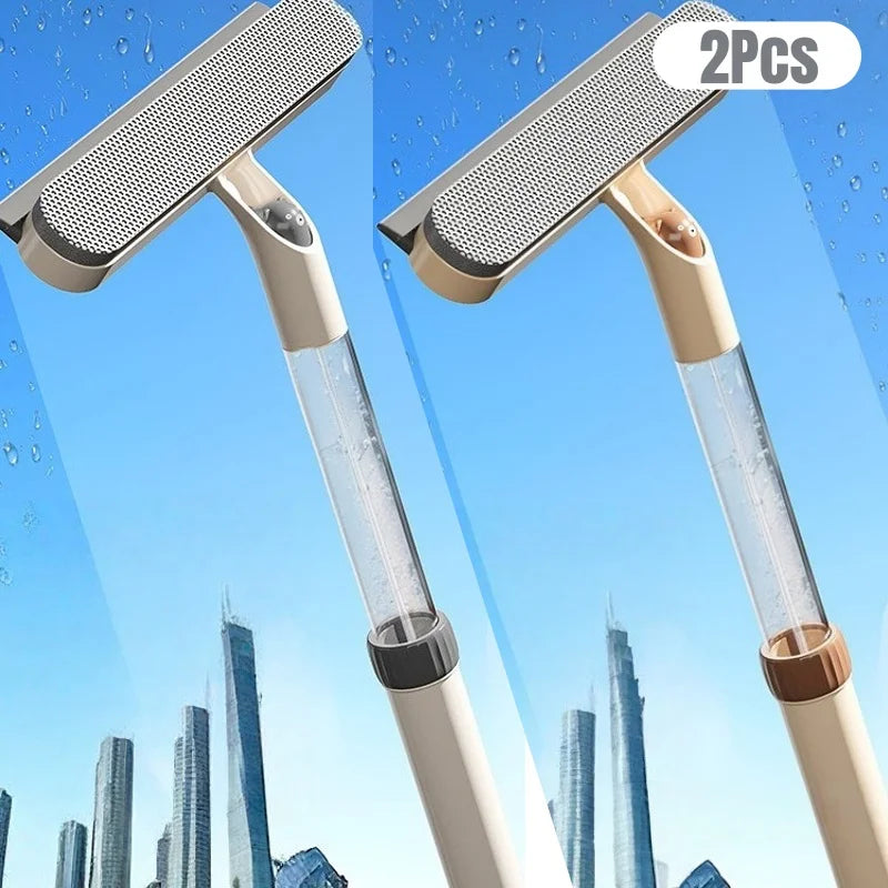 Nettoyeur 2 en 1 Extensible avec Réservoir et Pulvérisateur – Brosse et Raclette Double Face pour Vitres, Miroirs, Carrelage et Salle de Bain