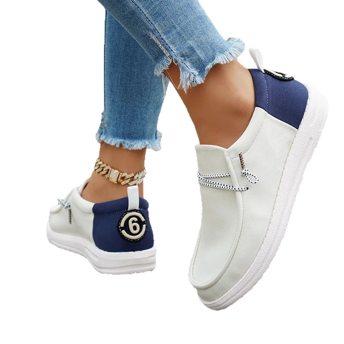 Mocassins Color Block Décontractés en Toile pour Femme - Printemps/ Été 2026