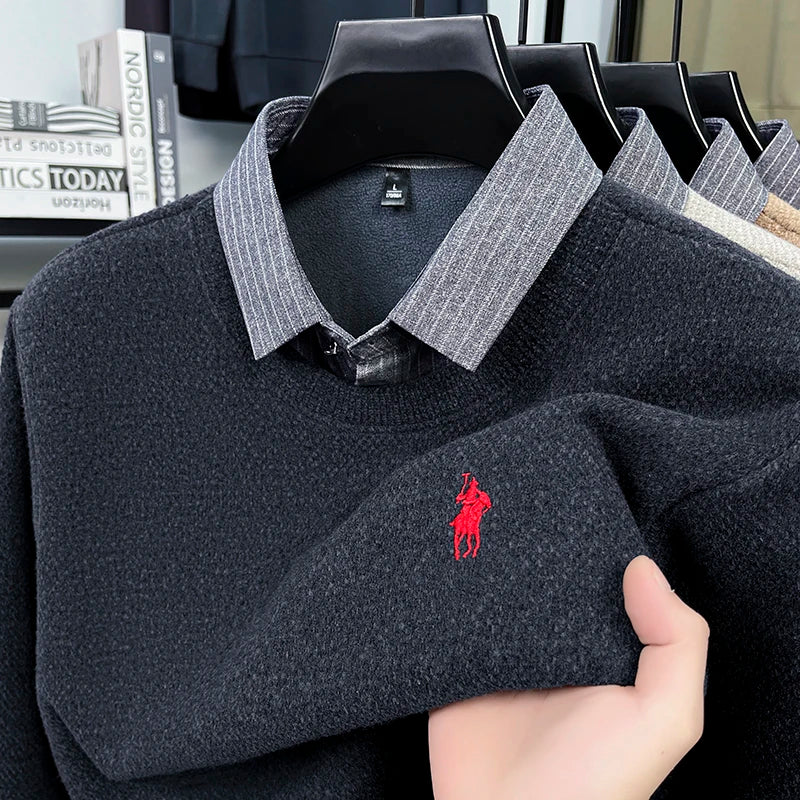 Pull Homme Hiver Chaud avec Col polo Intégré