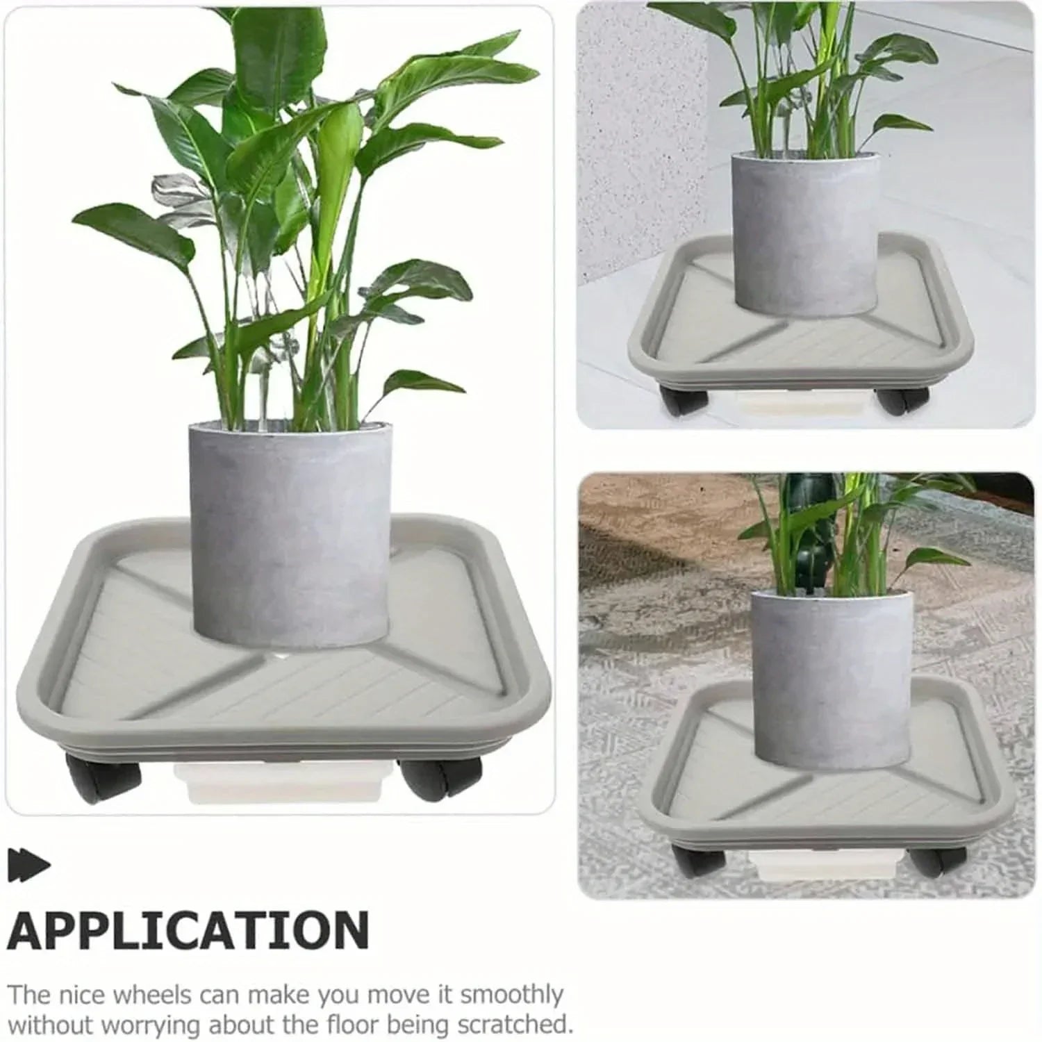 Support à Roulettes pour Plantes avec Bac de Drainage