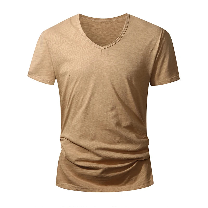 T-shirt 100% Coton Doux & Respirant à Manches courtes & Col V - Homme