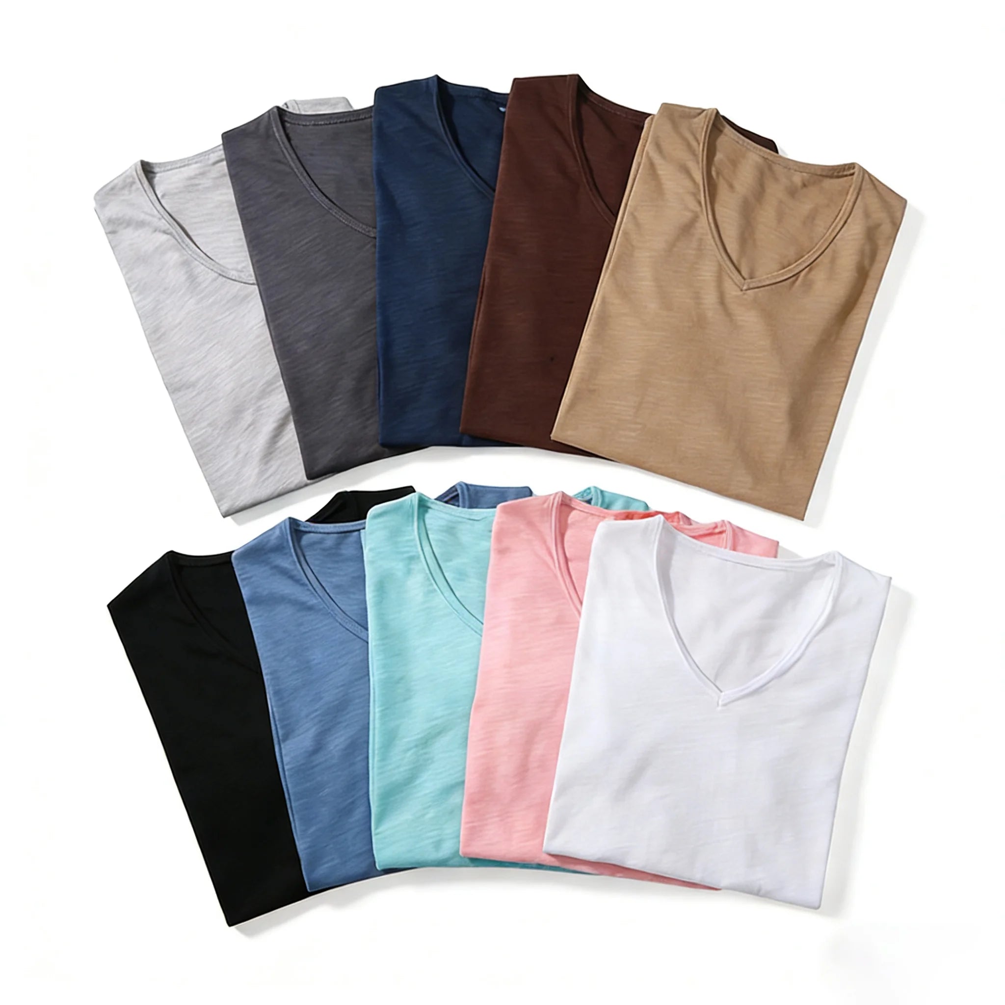 T-shirt 100% Coton Doux & Respirant à Manches courtes & Col V - Homme