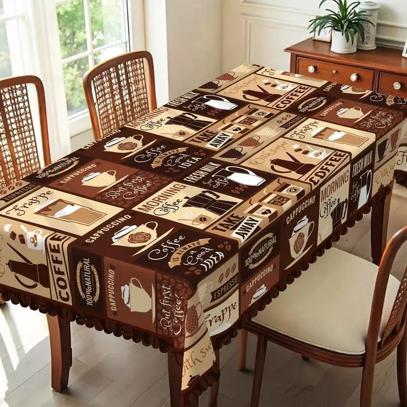 Nappe Vintage Imprimé Café pour Table – 9 Motifs & 9 Tailles