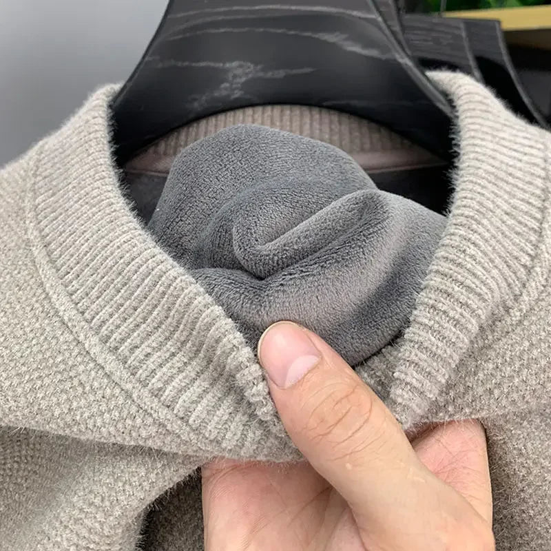 Pull en Maille à Col Rond et Logo Brodé Homme