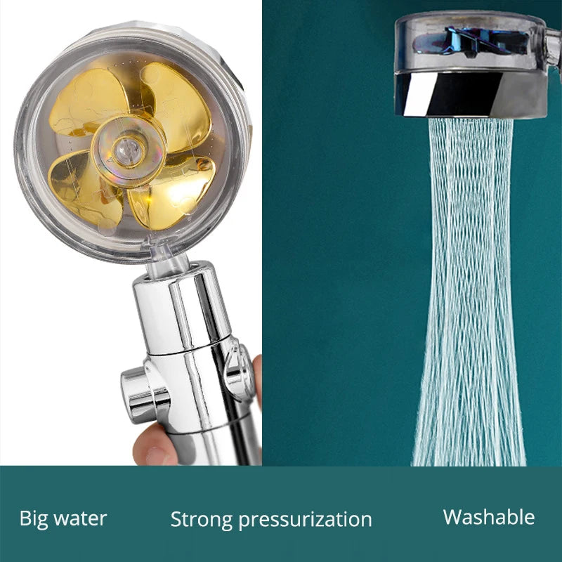 Pommeau de douche haute pression rotatif 360° — économie d’eau, effet turbine