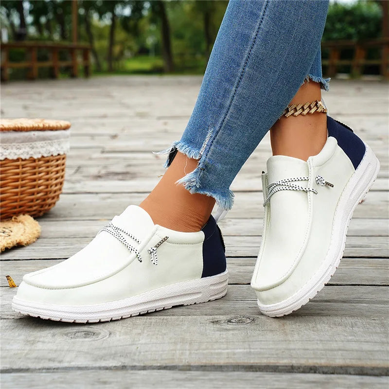 Mocassins Color Block Décontractés en Toile pour Femme - Printemps/ Été 2026