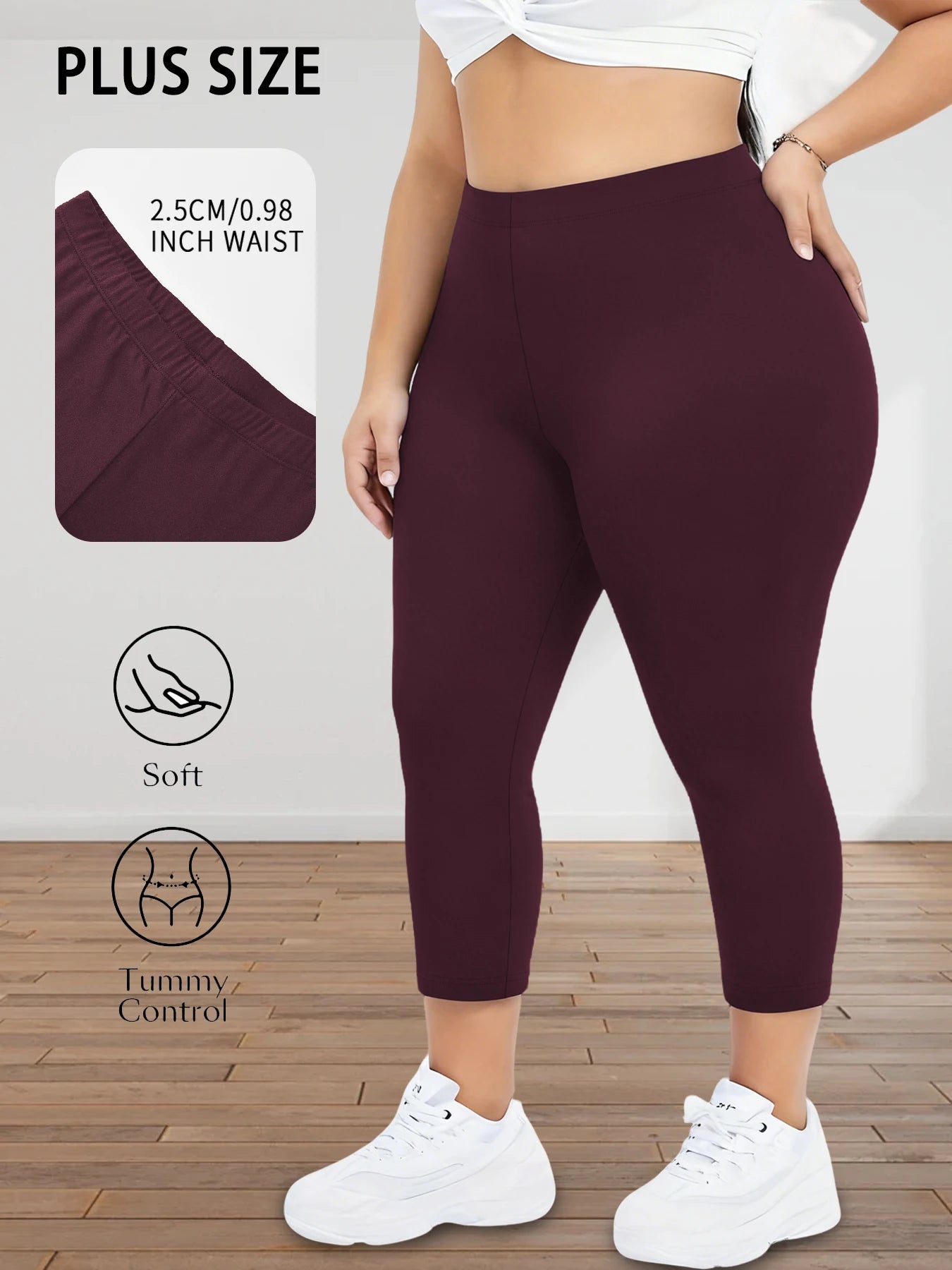 Legging 3/4 Grande Taille Femme – Confort Optimal pour Quotidien, Running et Fitness