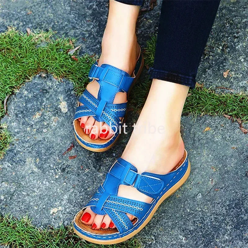 Sandales Mules Compensées ORTHO en Cuir PU