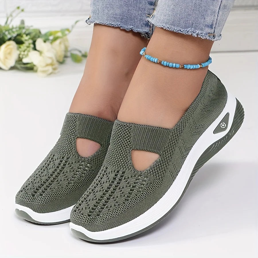 Ballerines Slip-On en Maille Respirante avec Support d'Arc - Lavables en Machine