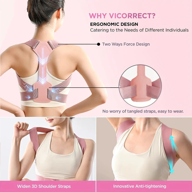 Correcteur de Posture Réglable & Respirant – Ceinture de Maintien du Dos, Discrète et Confortable