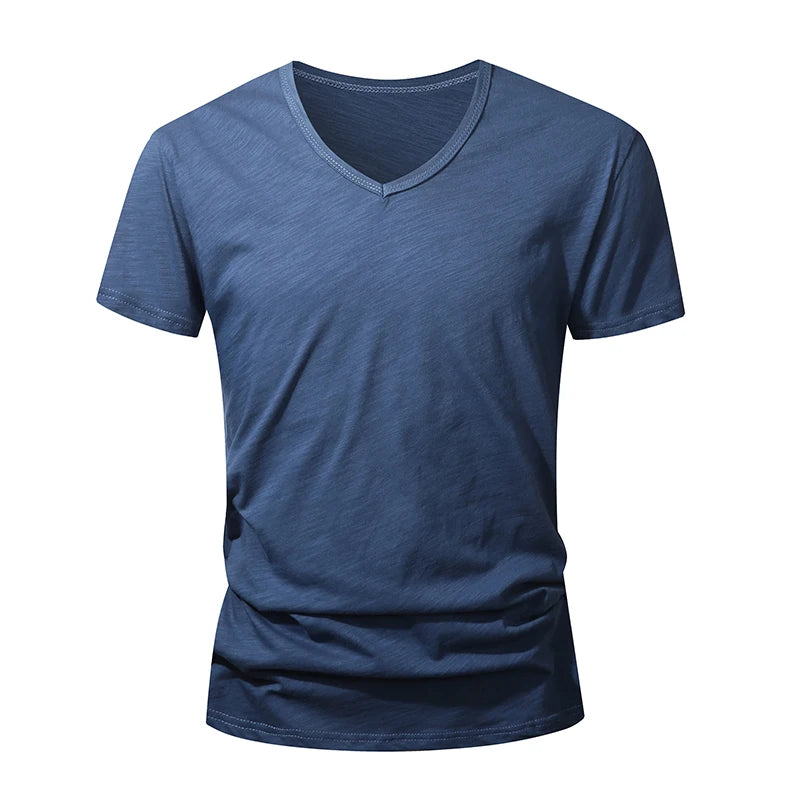 T-shirt 100% Coton Doux & Respirant à Manches courtes & Col V - Homme