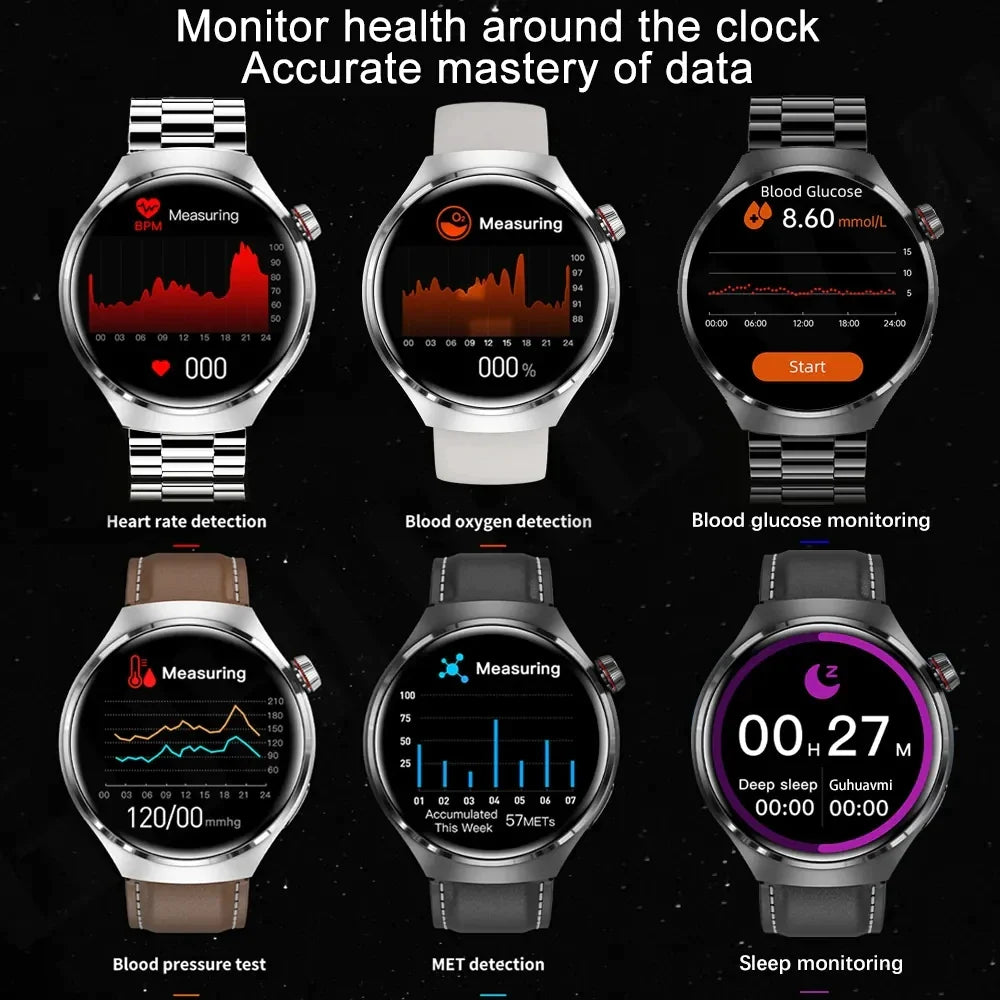 Montre Intelligente PRO avec Écran AMOLED HD + Bracelet en Cuir Véritable