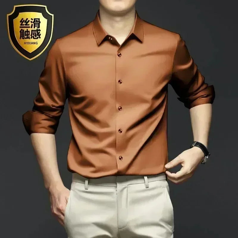 Chemise en Satin pour Homme S-6XL - 12 Couleurs