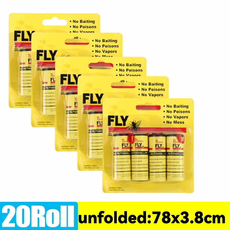 Lot de 20 Rouleaux Pièges Adhésifs Double Face – Bandes Attrape-Mouches pour Insectes Volants