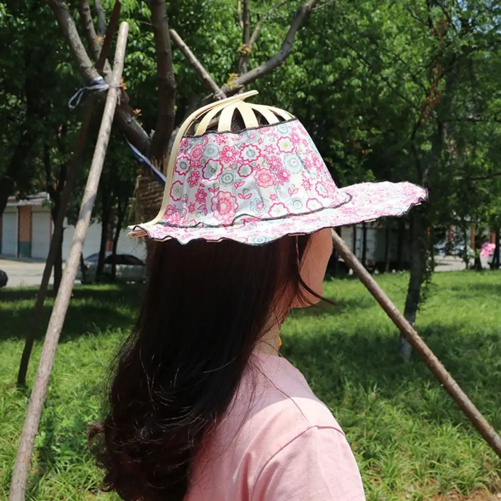 Chapeau Éventail Pliable en Bambou pour Femme – Large Bord Anti-UV