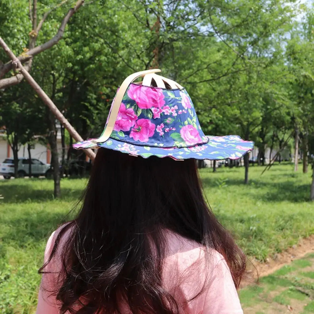 Chapeau Éventail Pliable en Bambou pour Femme – Large Bord Anti-UV