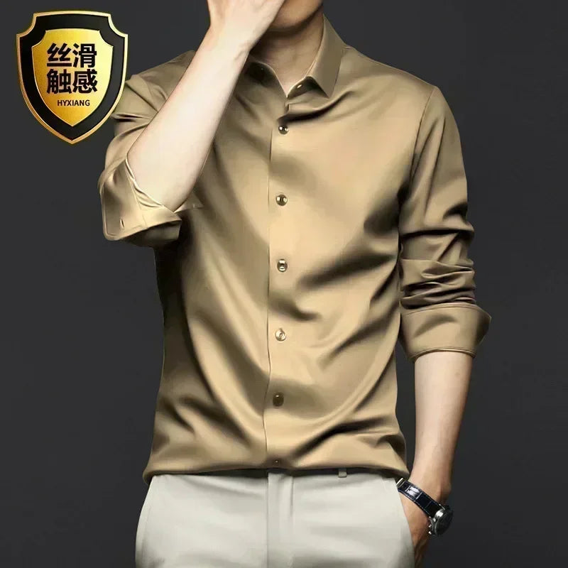 Chemise en Satin pour Homme S-6XL - 12 Couleurs