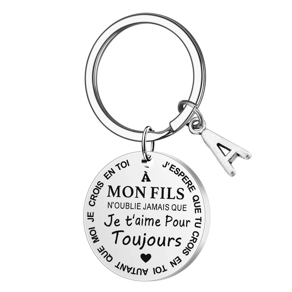 Porte-Clé à offrir "Ma fille" et "Mon fils" avec intiale - Idée Cadeau