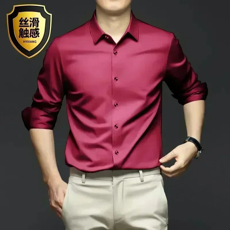 Chemise en Satin pour Homme S-6XL - 12 Couleurs