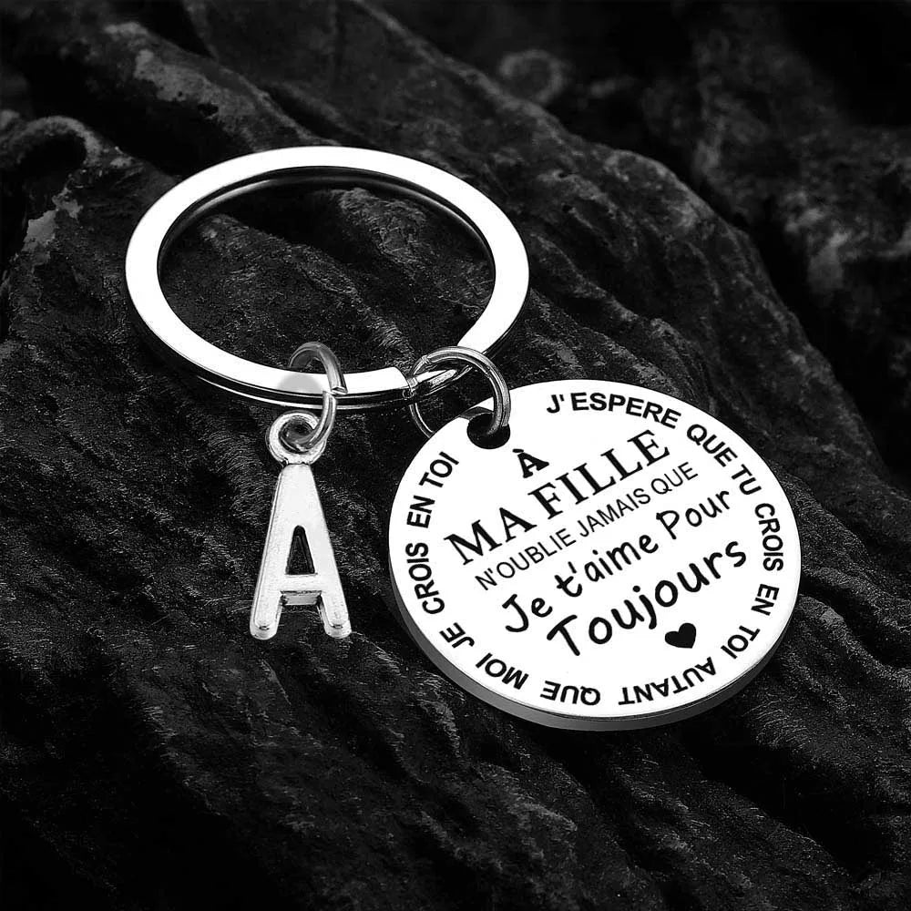 Porte-Clé à offrir "Ma fille" et "Mon fils" avec intiale - Idée Cadeau