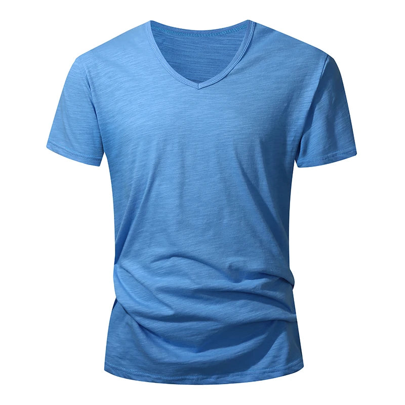 T-shirt 100% Coton Doux & Respirant à Manches courtes & Col V - Homme
