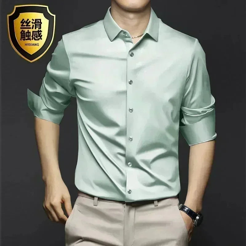 Chemise en Satin pour Homme S-6XL - 12 Couleurs