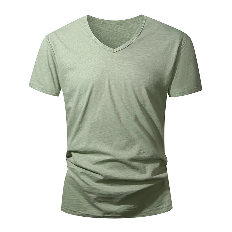T-shirt 100% Coton Doux & Respirant à Manches courtes & Col V - Homme