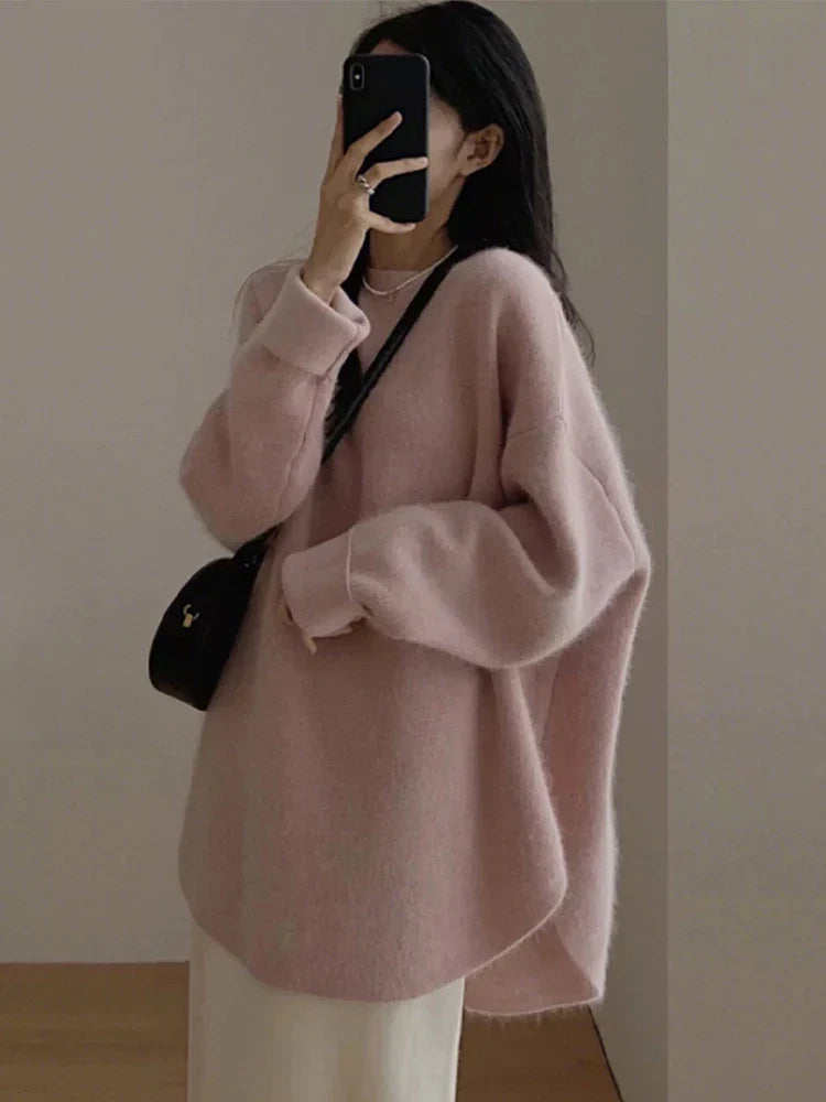 Pull en tricot moelleux à manches longues Style Japonais