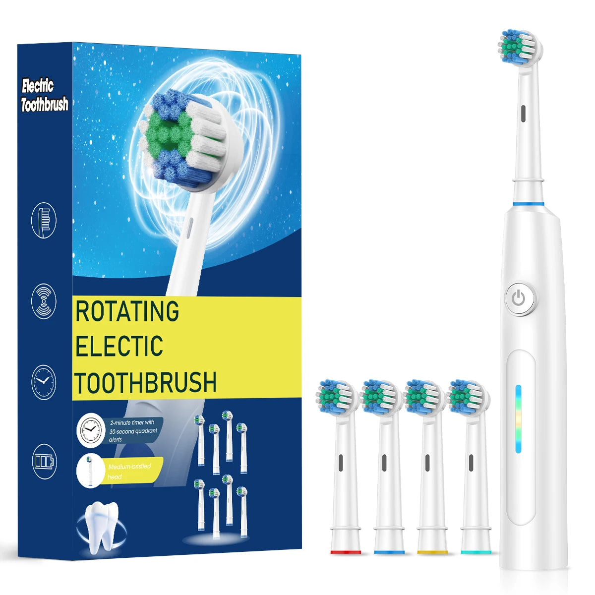 Brosse à Dents Électrique Rotative 5 modes + 4 Têtes OFFERTES