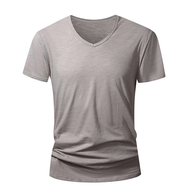 T-shirt 100% Coton Doux & Respirant à Manches courtes & Col V - Homme