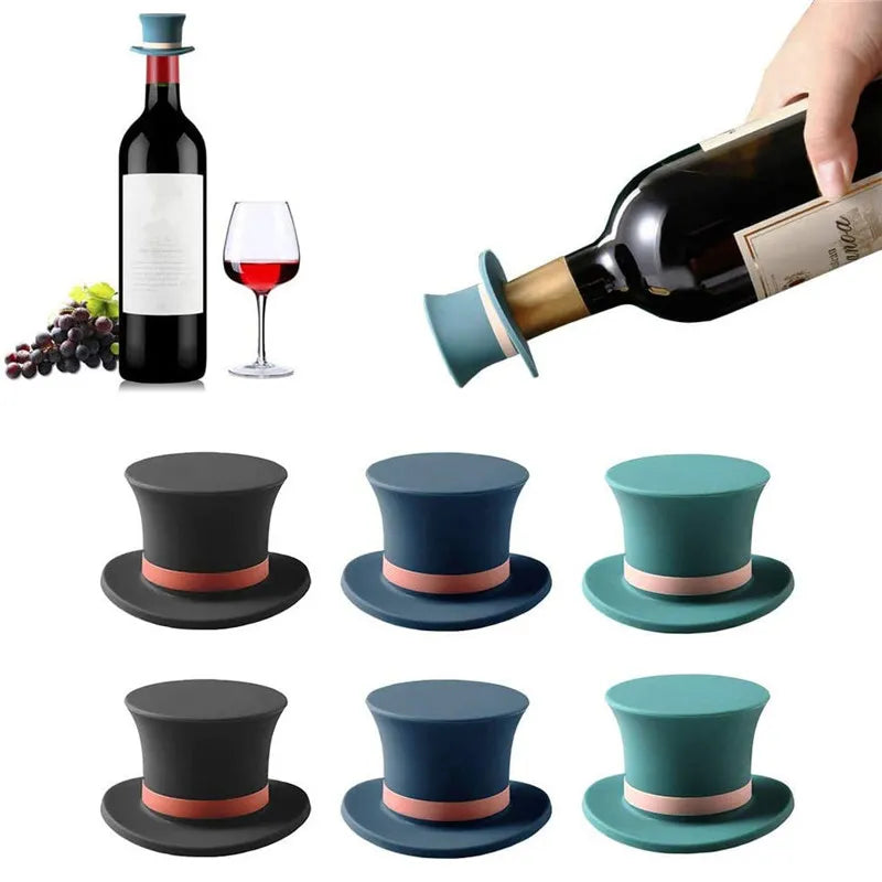 HatWine - 4x Bouchons en silicone réutilisables - Vin, Champagne...