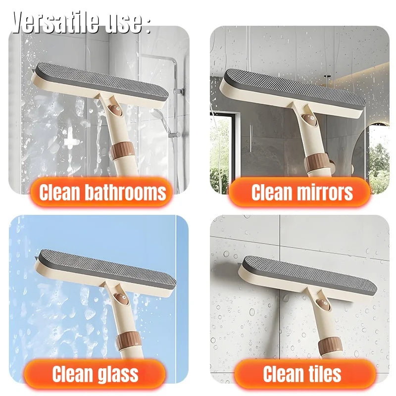 Nettoyeur 2 en 1 Extensible avec Réservoir et Pulvérisateur – Brosse et Raclette Double Face pour Vitres, Miroirs, Carrelage et Salle de Bain