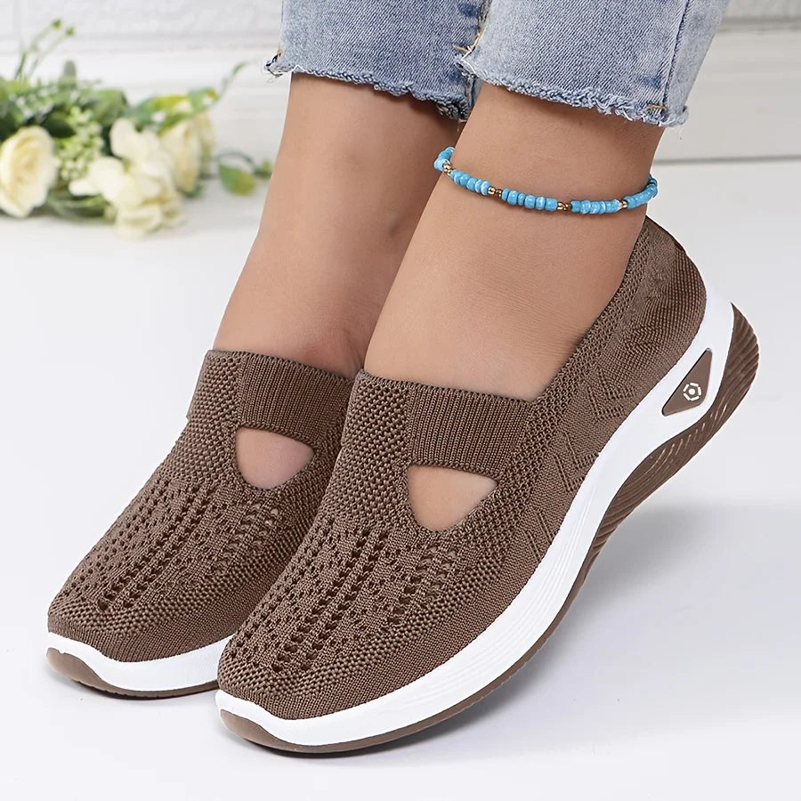 Ballerines Slip-On en Maille Respirante avec Support d'Arc - Lavables en Machine