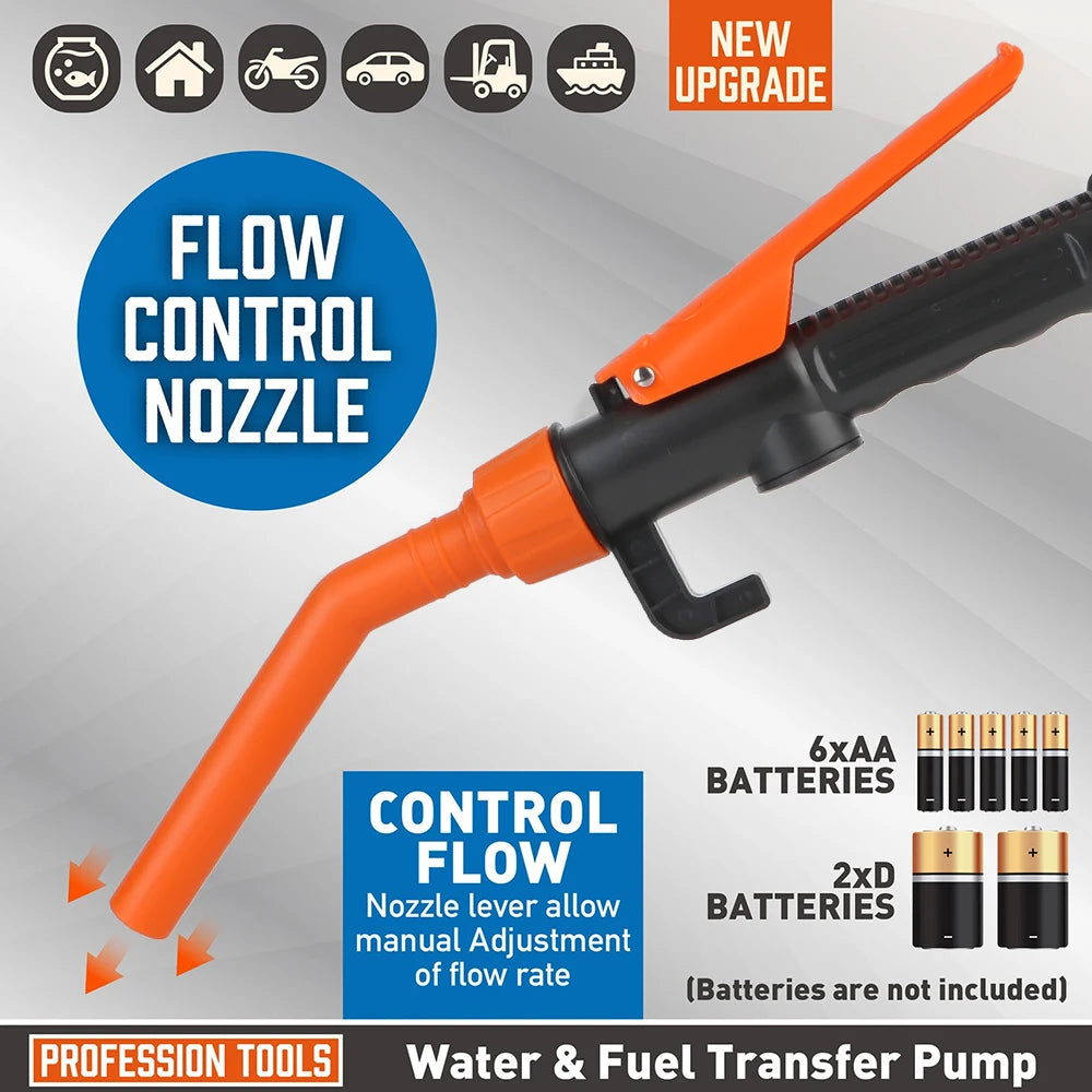 Pompe Électrique Portable à Vide Automatique avec Pistolet — Carburant, Huile, Eau