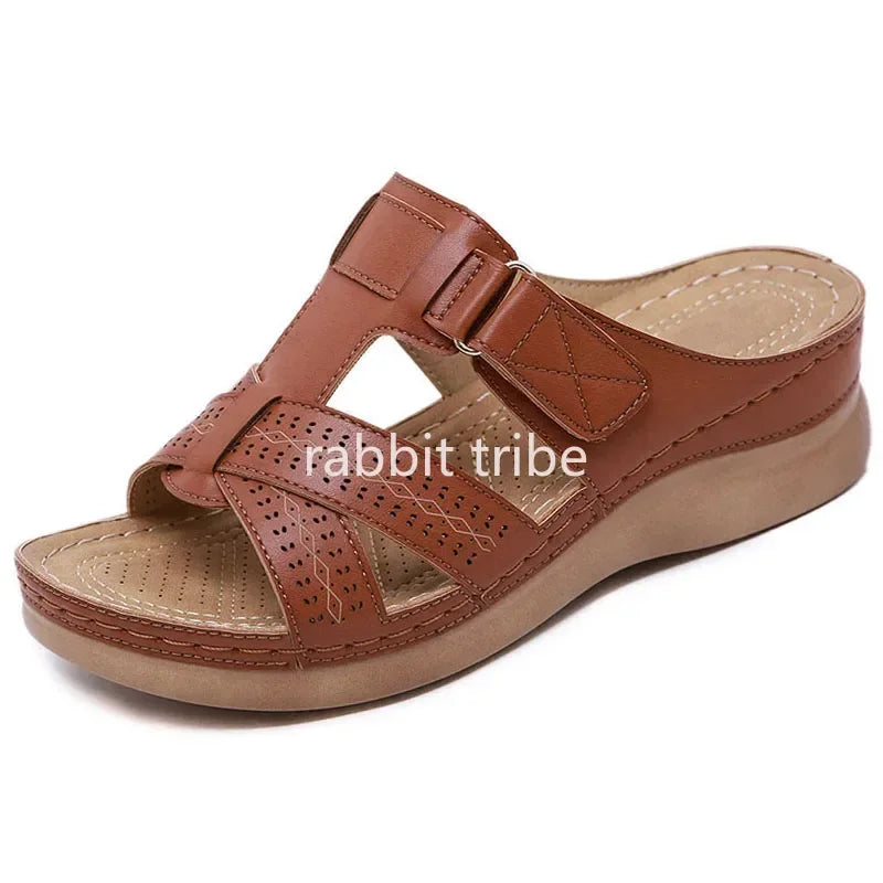 Sandales Mules Compensées ORTHO en Cuir PU