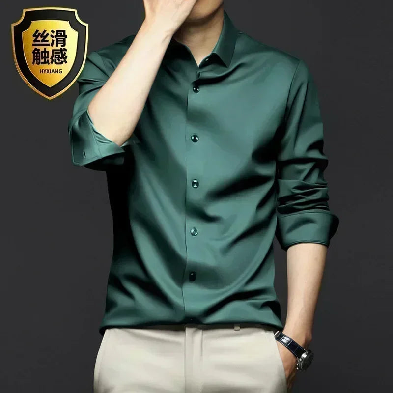 Chemise en Satin pour Homme S-6XL - 12 Couleurs