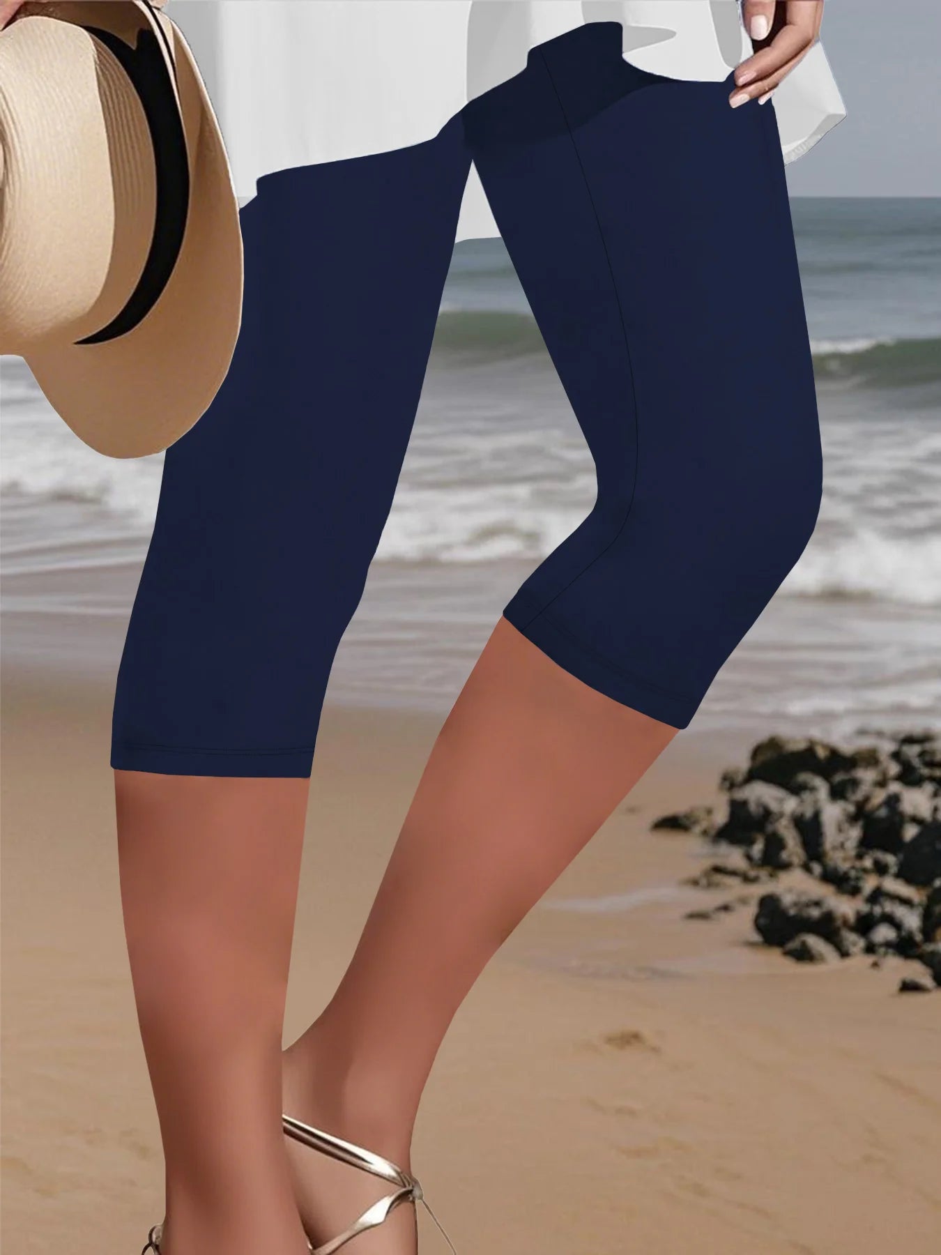 Legging 3/4 Grande Taille Femme – Confort Optimal pour Quotidien, Running et Fitness