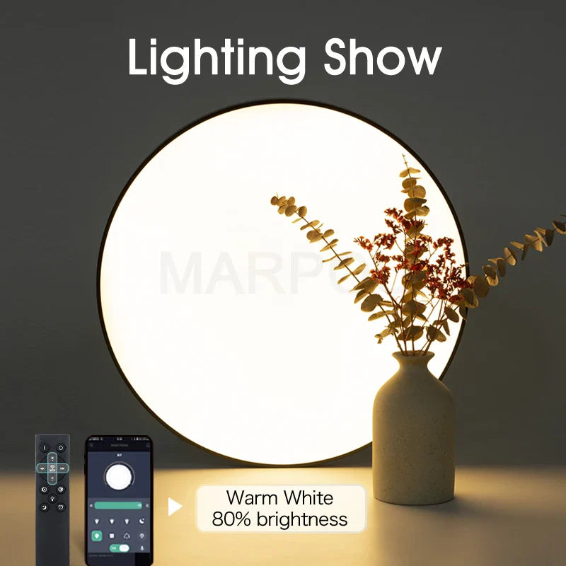Plafonnier LED intelligent avec intensités et couleurs réglables avec télécommande