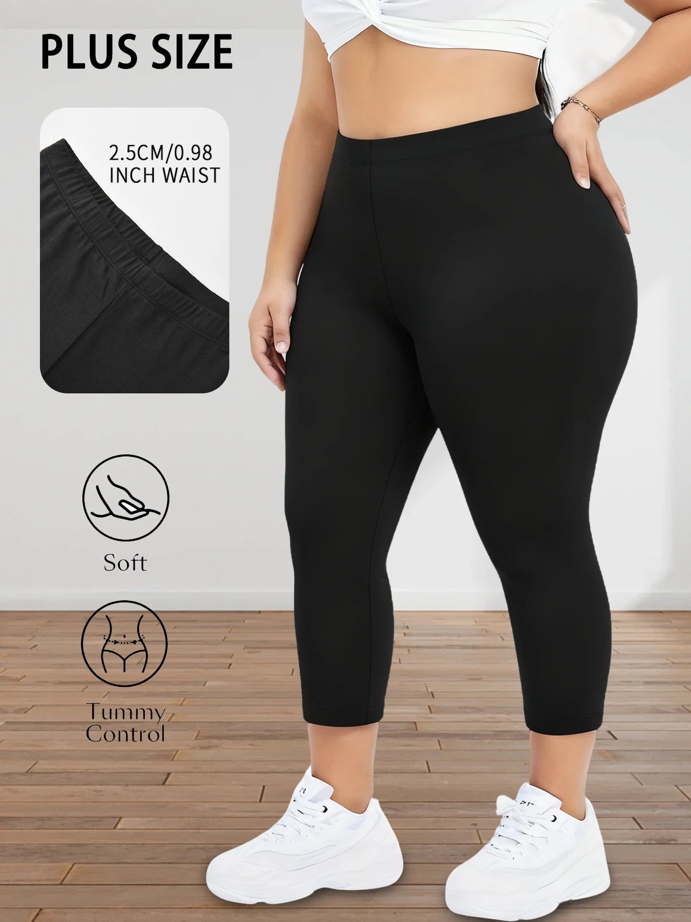 Legging 3/4 Grande Taille Femme – Confort Optimal pour Quotidien, Running et Fitness