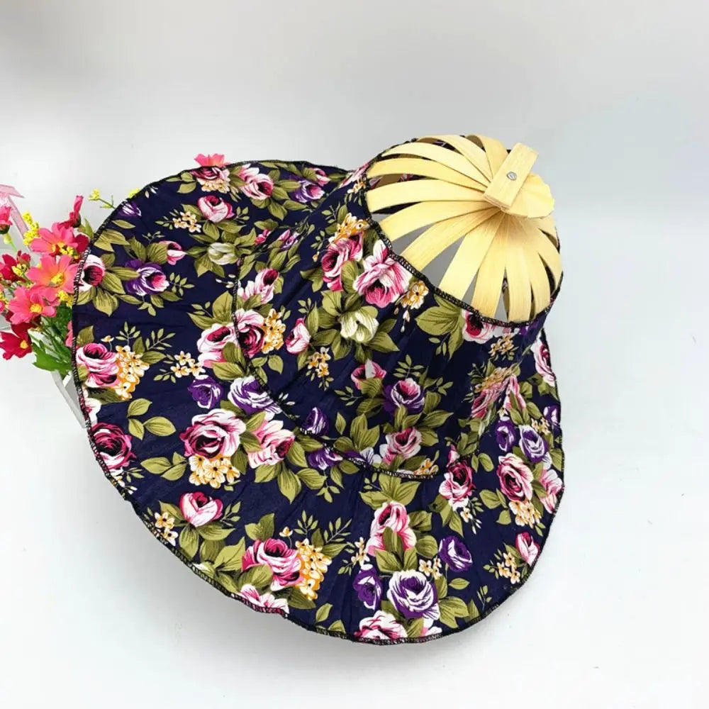 Chapeau Éventail Pliable en Bambou pour Femme – Large Bord Anti-UV
