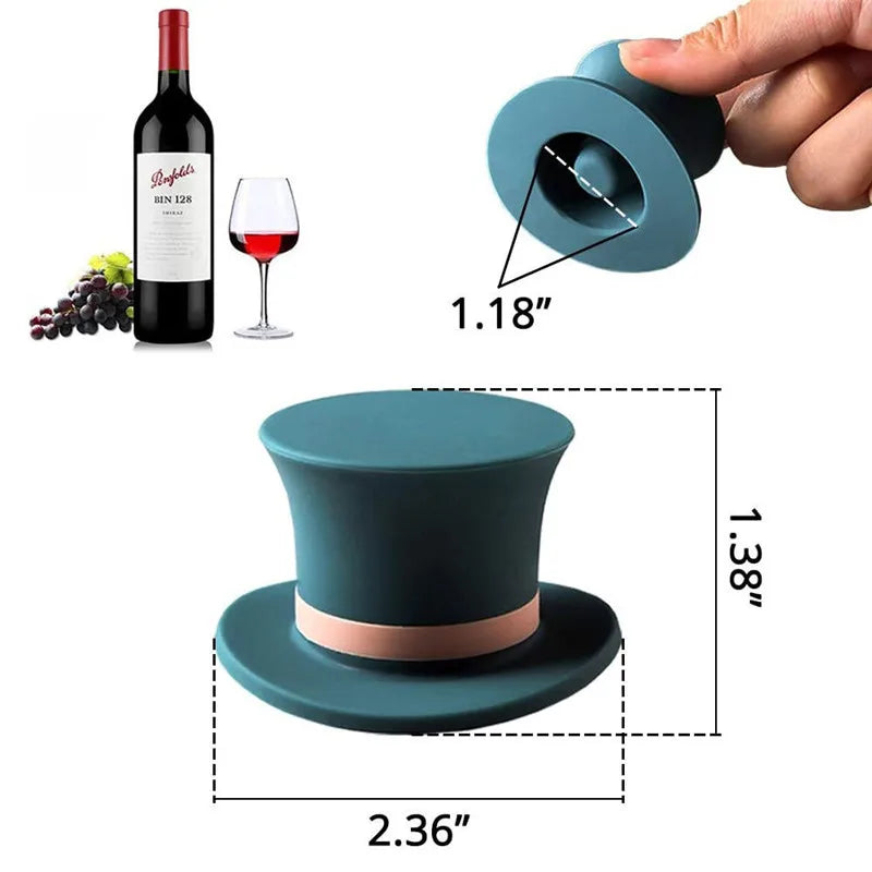 HatWine - 4x Bouchons en silicone réutilisables - Vin, Champagne...