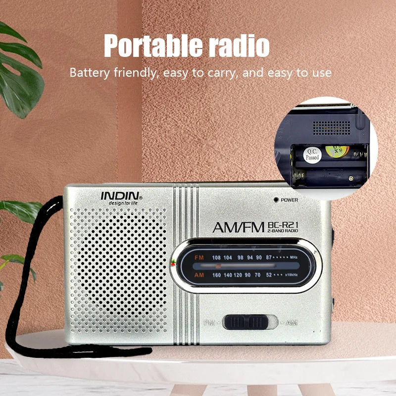 Radio Portable AM/FM avec Haut-Parleur Intégré – Ultra Légère