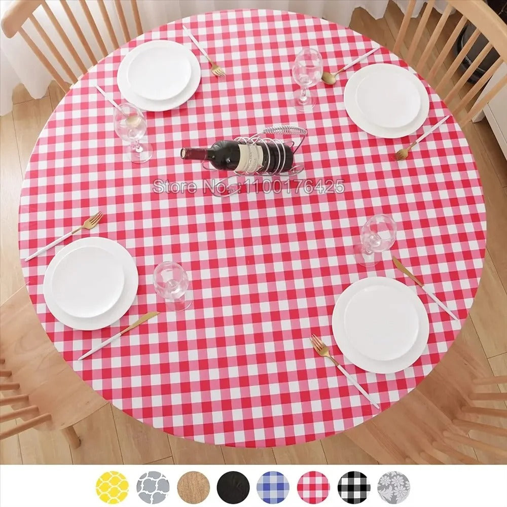 Nappe ronde élastique imperméable à motifs