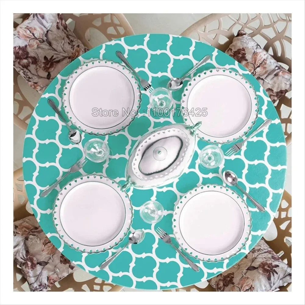 Nappe ronde élastique imperméable à motifs