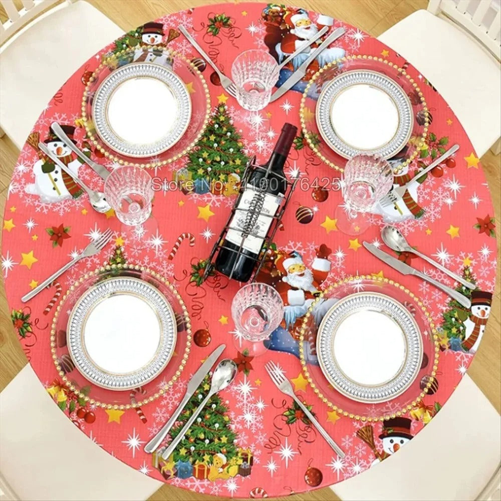 Nappe ronde élastique imperméable à motifs